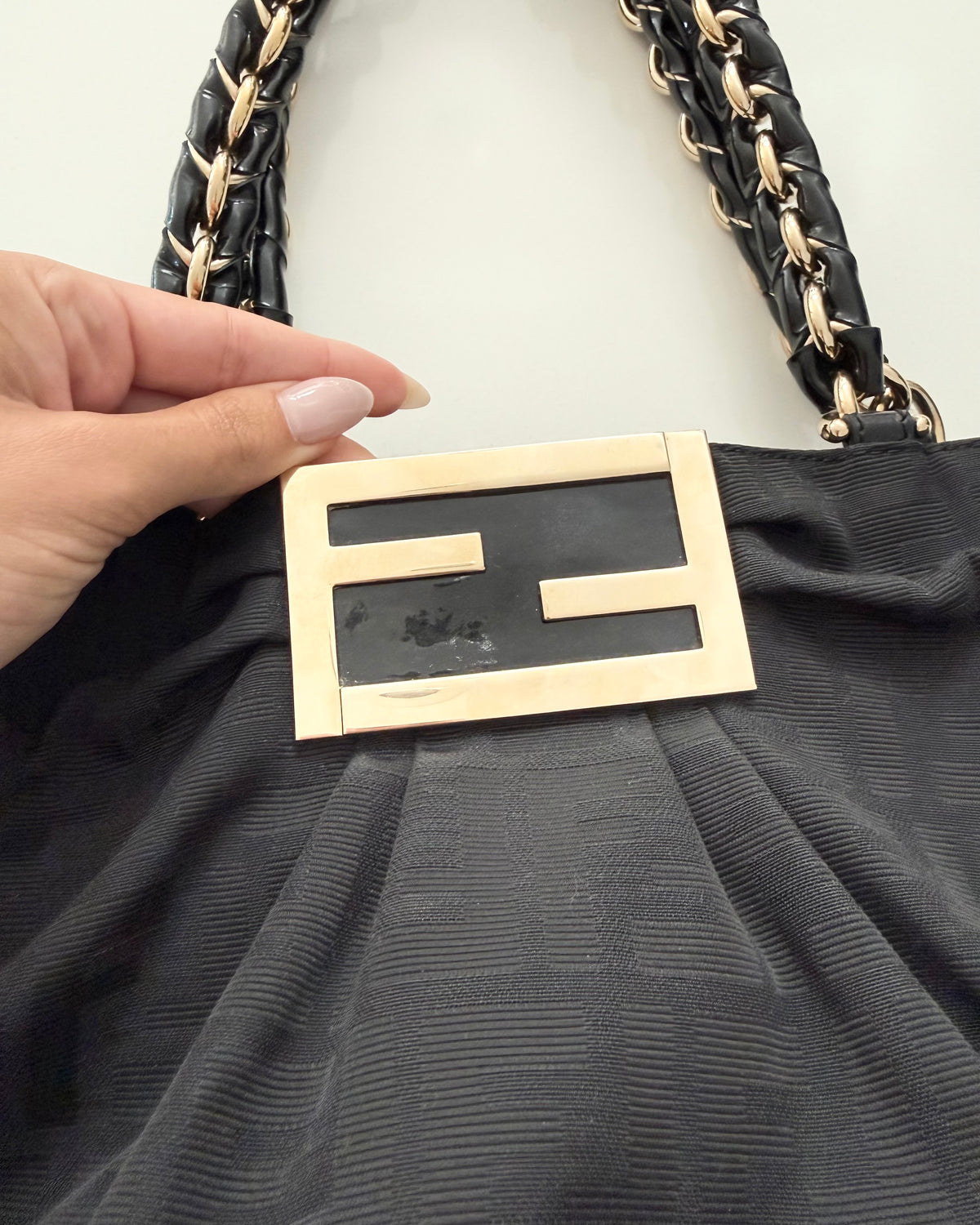 Fendi Black Vintage Canvas Zucca Mia Tote