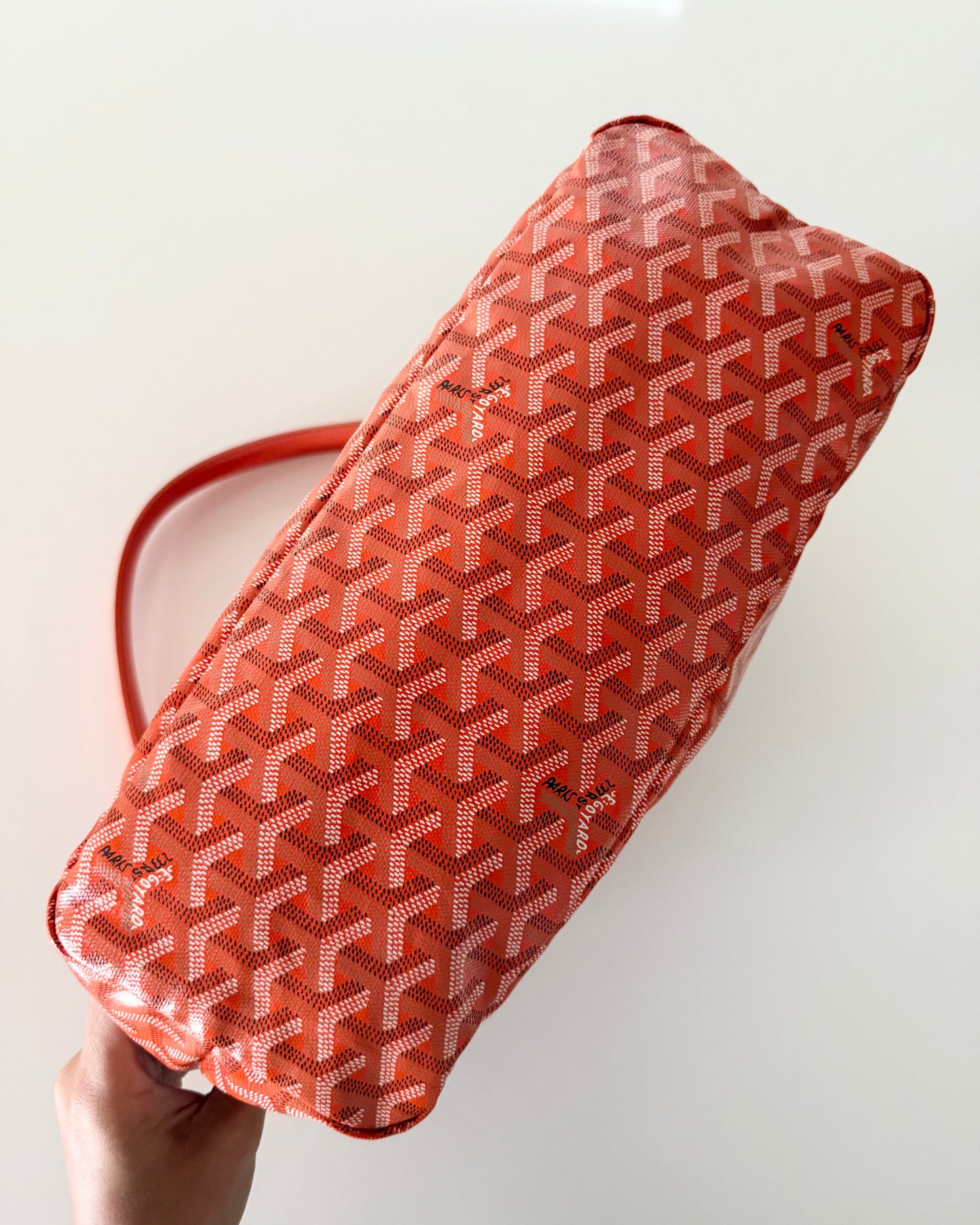 Goyard Orange Chevron Printed Coated Canvas Boheme PM Bag