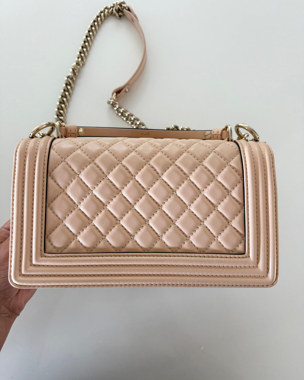 Chanel Rare Blush Leather Top Handle Medium Boy Bag 27 series from 2019