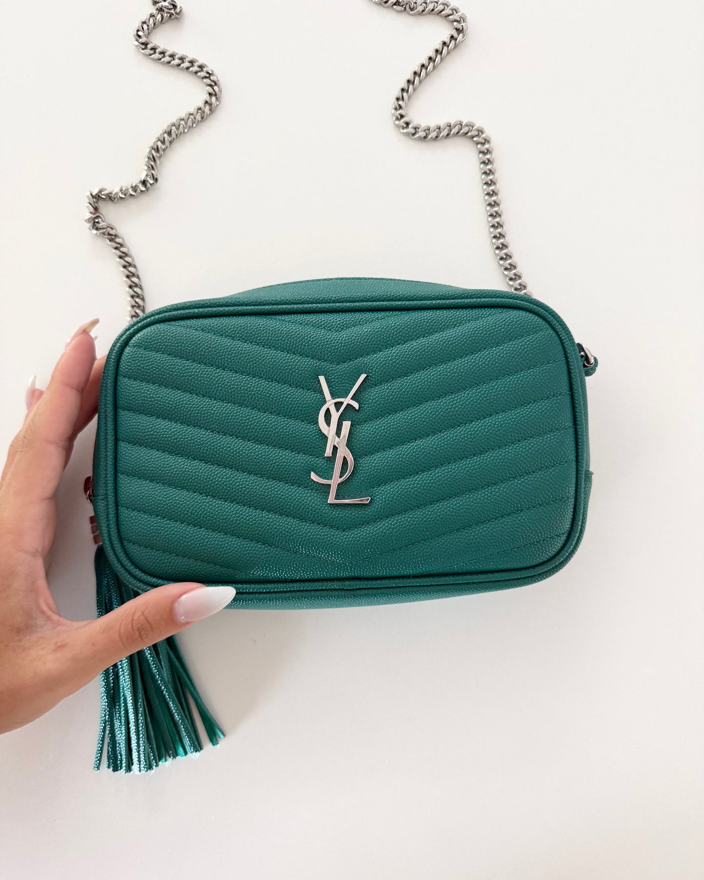 Saint Laurent Green Lou Mini Shoulder Bag