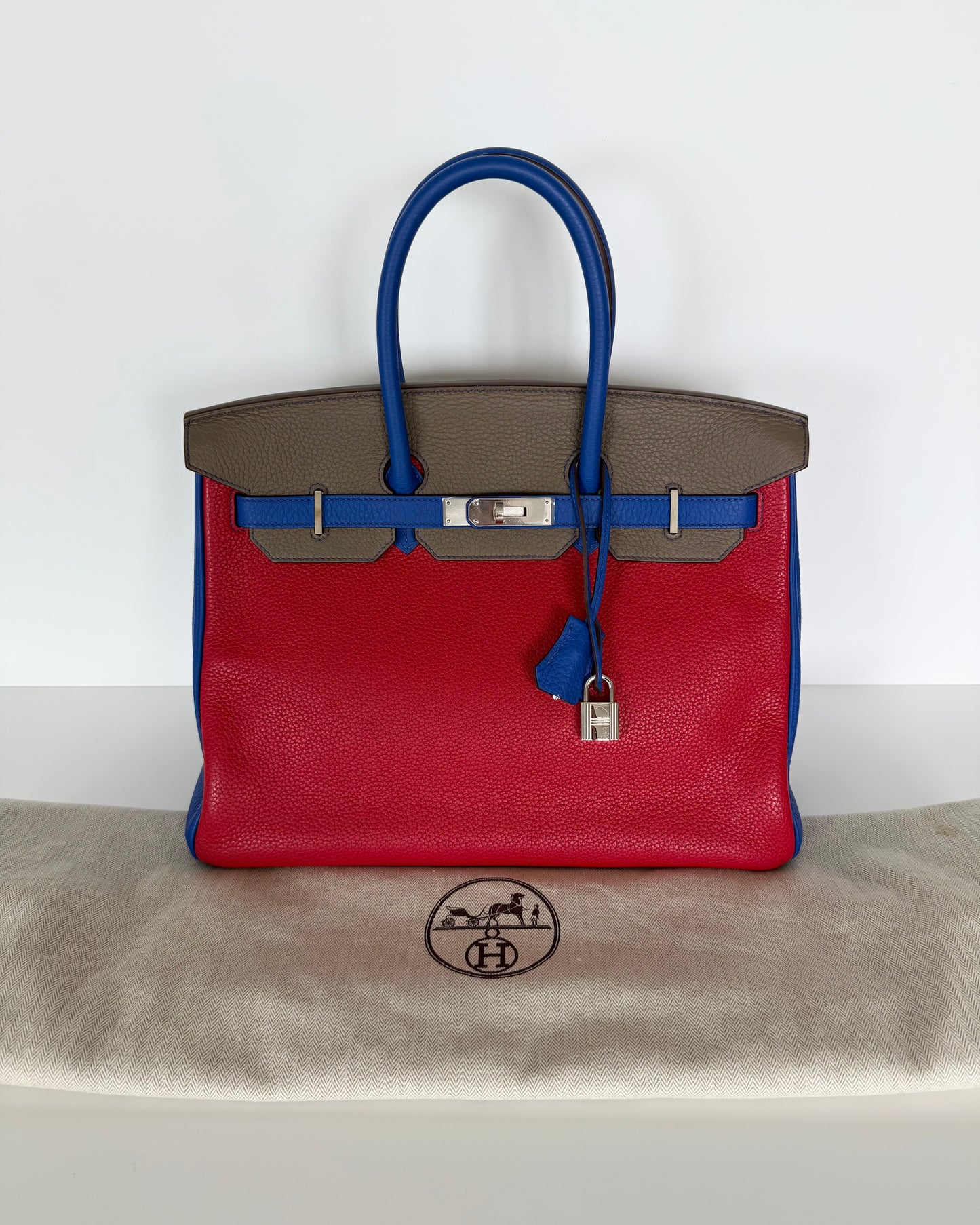 Hermes Special Order Tri-Color Togo Leather Birkin 35 with Palladium Hardware from 2012