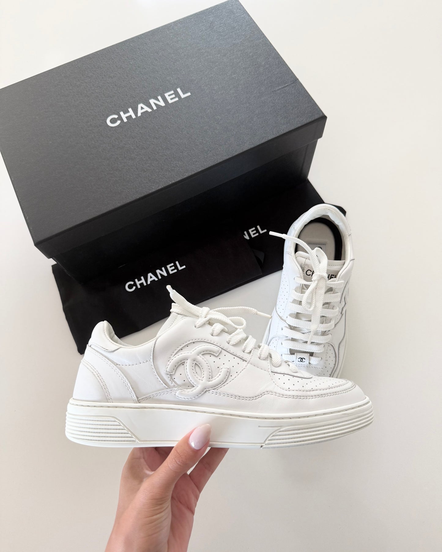 Chanel White Logo Sneakers from 2023 size 37.5