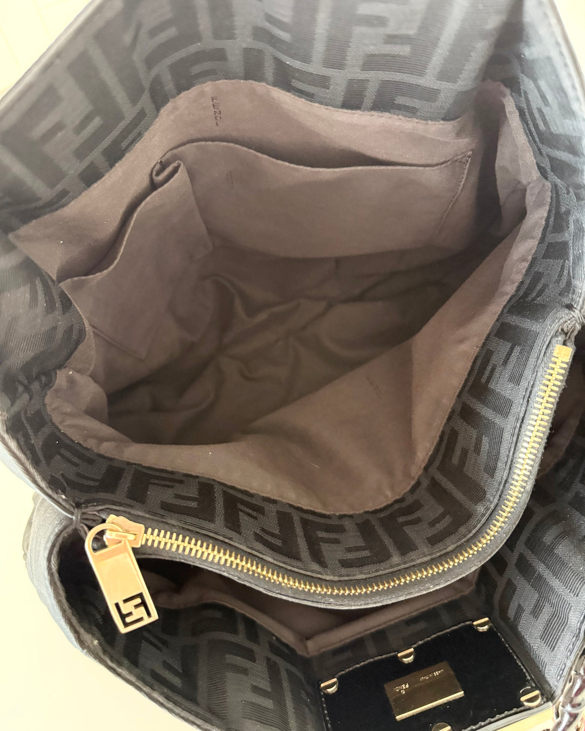 Fendi Black Vintage Canvas Zucca Mia Tote