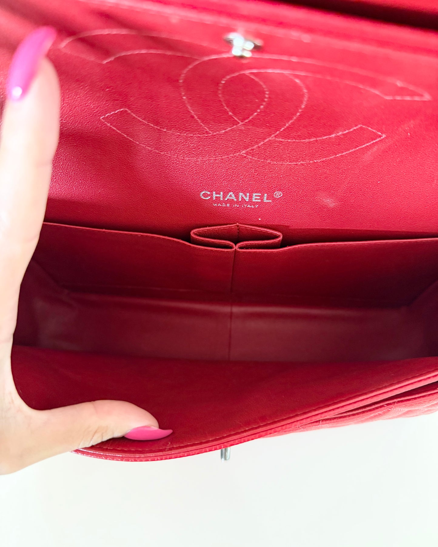 Chanel Red Caviar Quilted Jumbo with Ruthenium Hardware 21 series from 2015