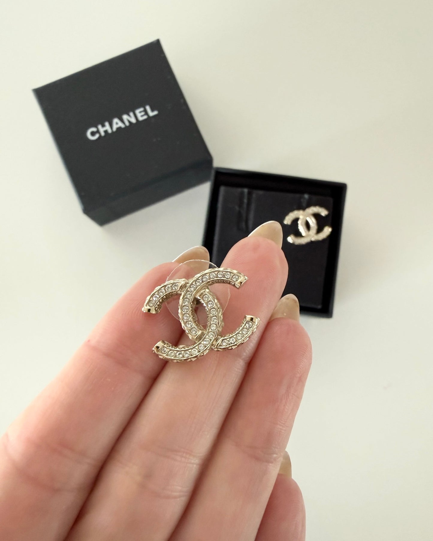 Chanel Goldtone and Clear Crystal Studs from 2022