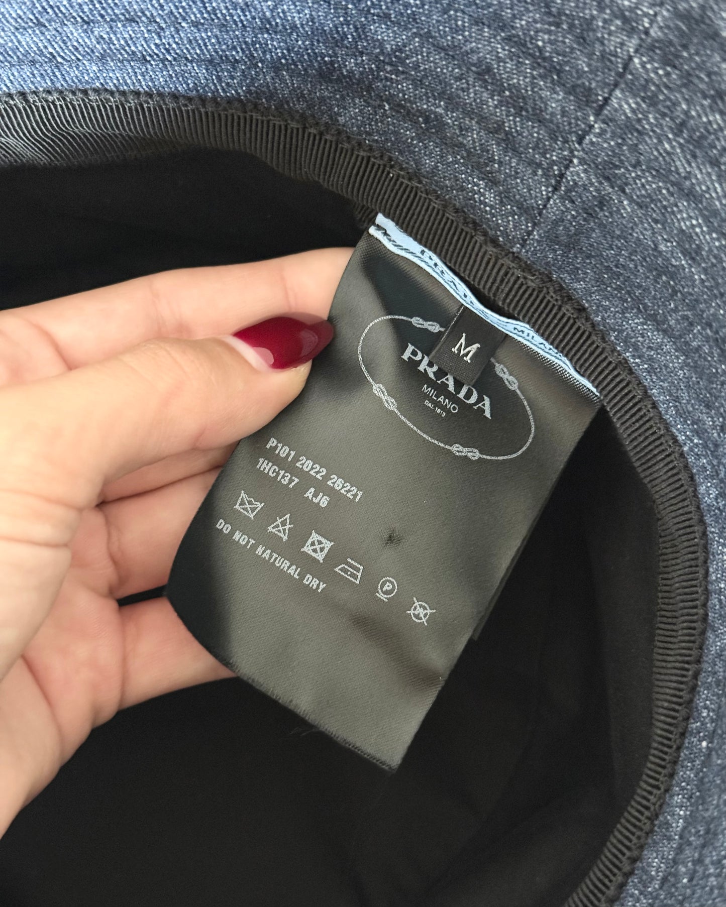 Prada Blue Denim Bucket Hat Size Medium
