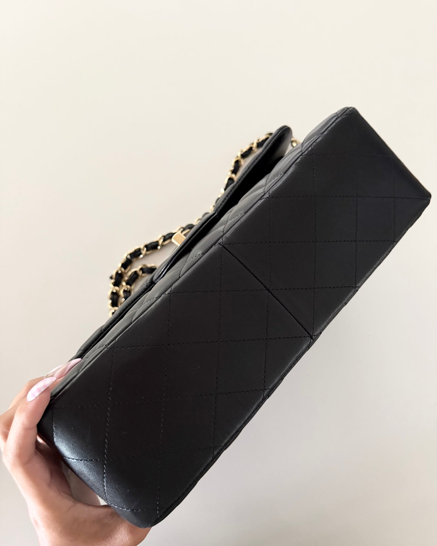 Chanel Black Quilted Lambskin Classic Jumbo