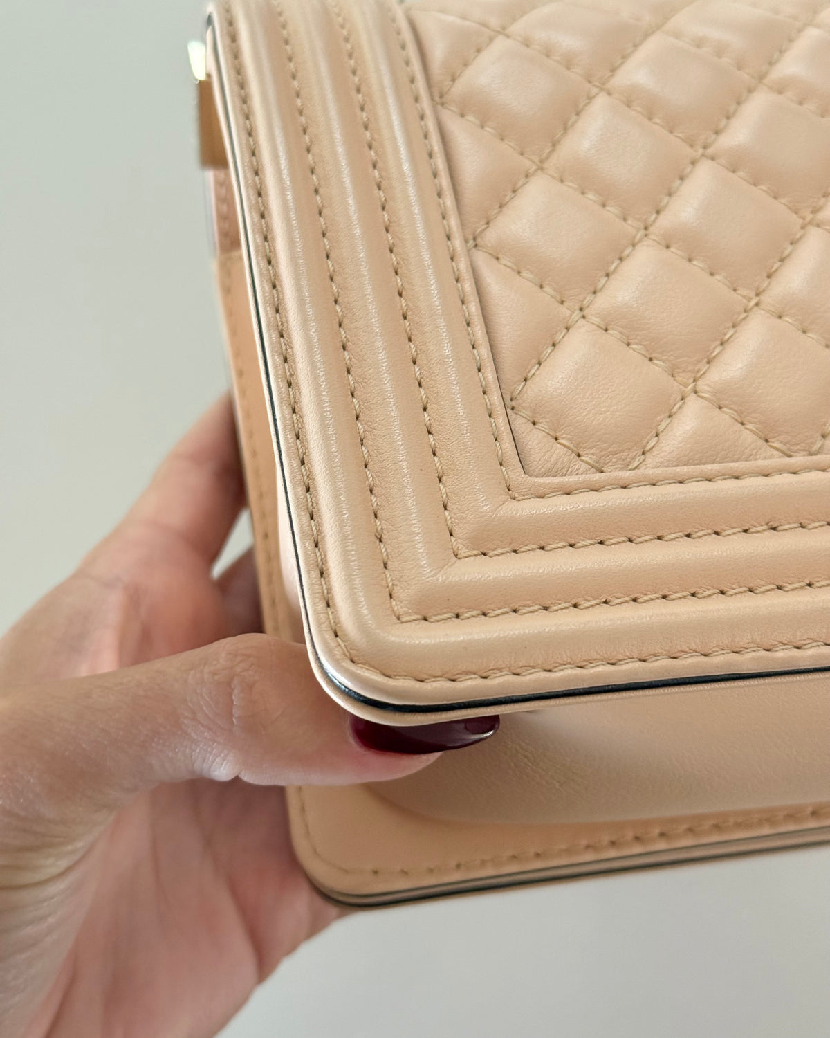 Chanel Rare Blush Leather Top Handle Medium Boy Bag 27 series from 2019