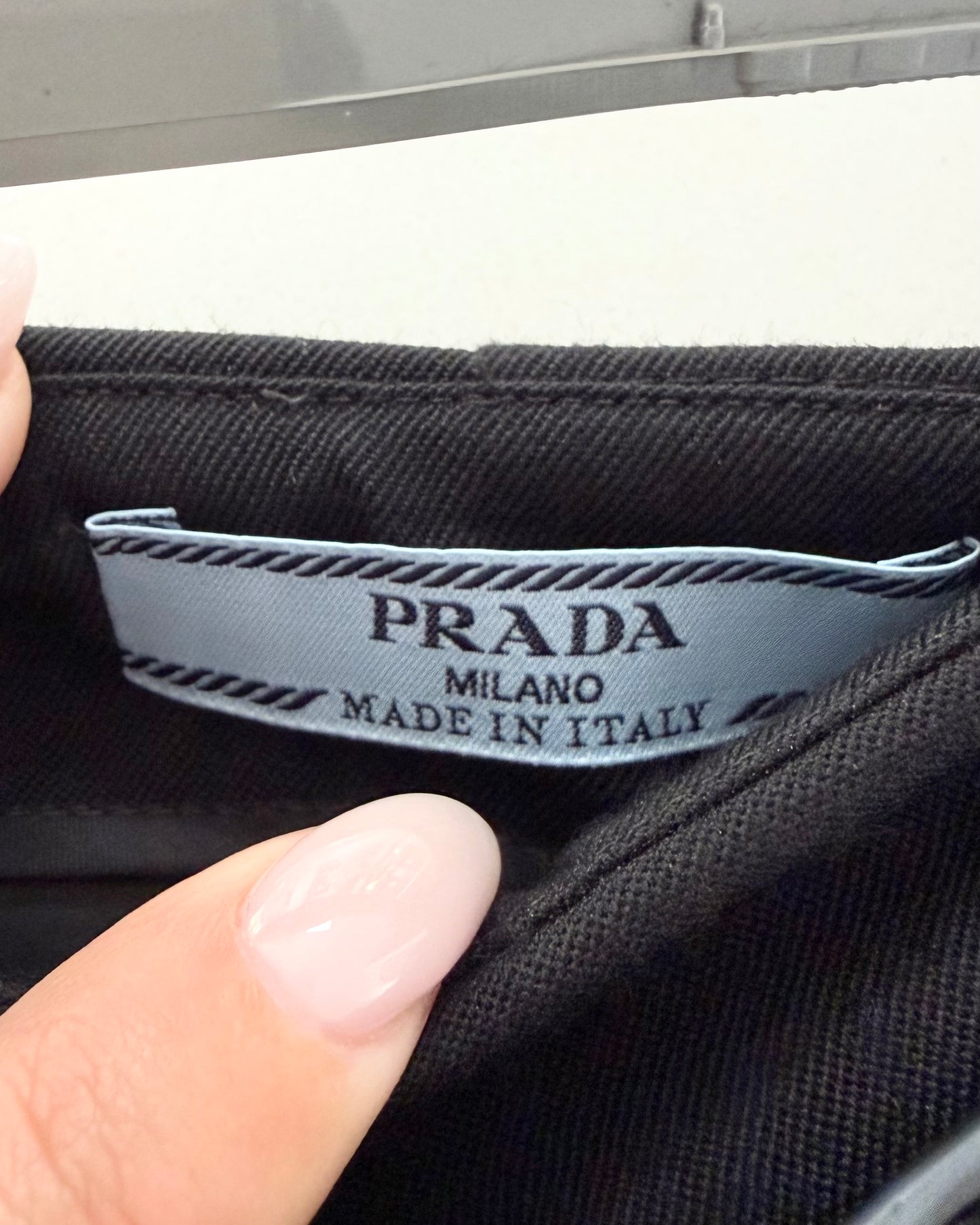 Prada Pleated Black Virgin Wool Belted Mini Skirt Size 36