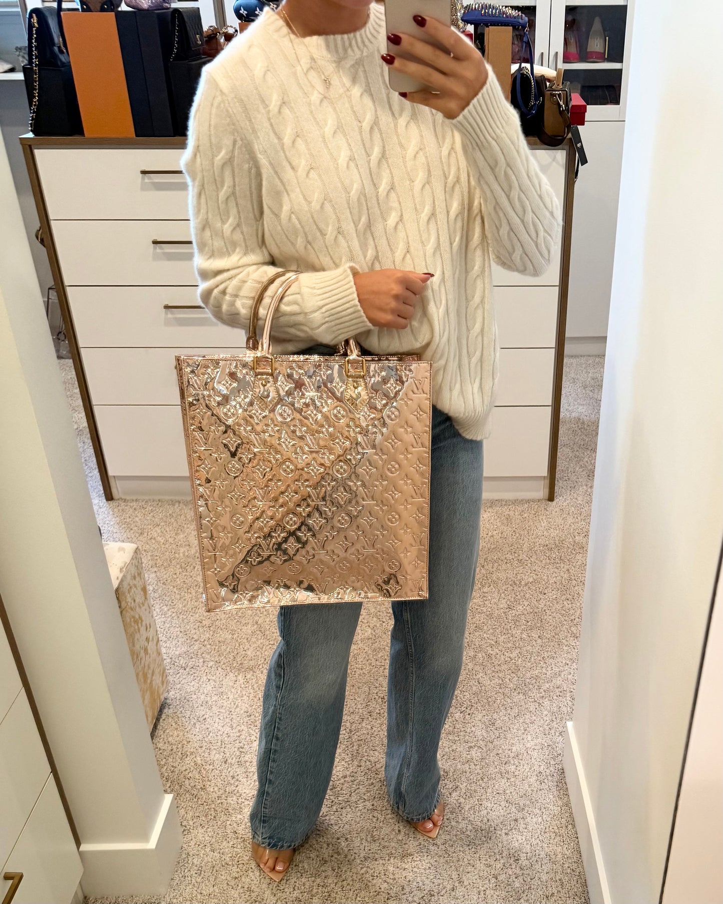 Louis Vuitton Gold Mirror Sac Plat Tote