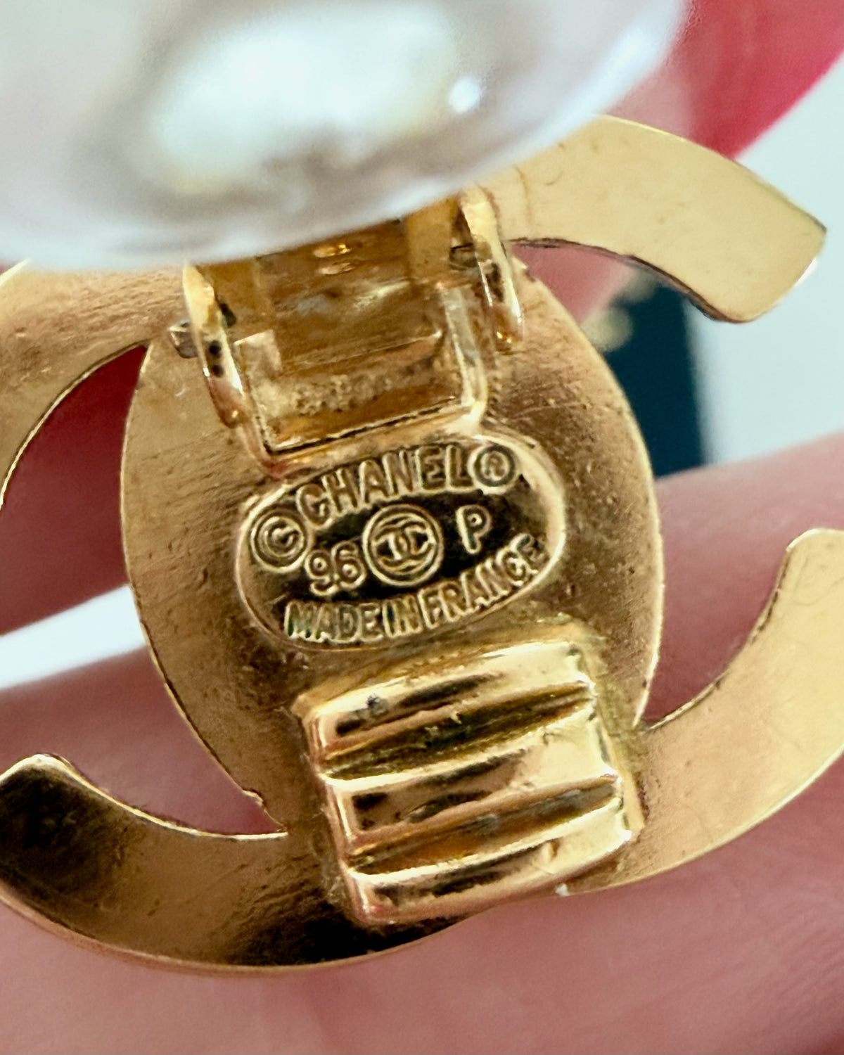 Chanel Vintage 1996 Goldtone Turnlock Clip Earrings