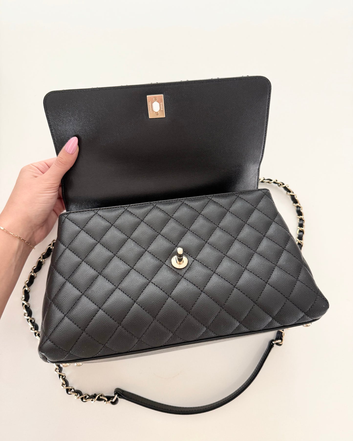Chanel Black Caviar Large Coco Handle