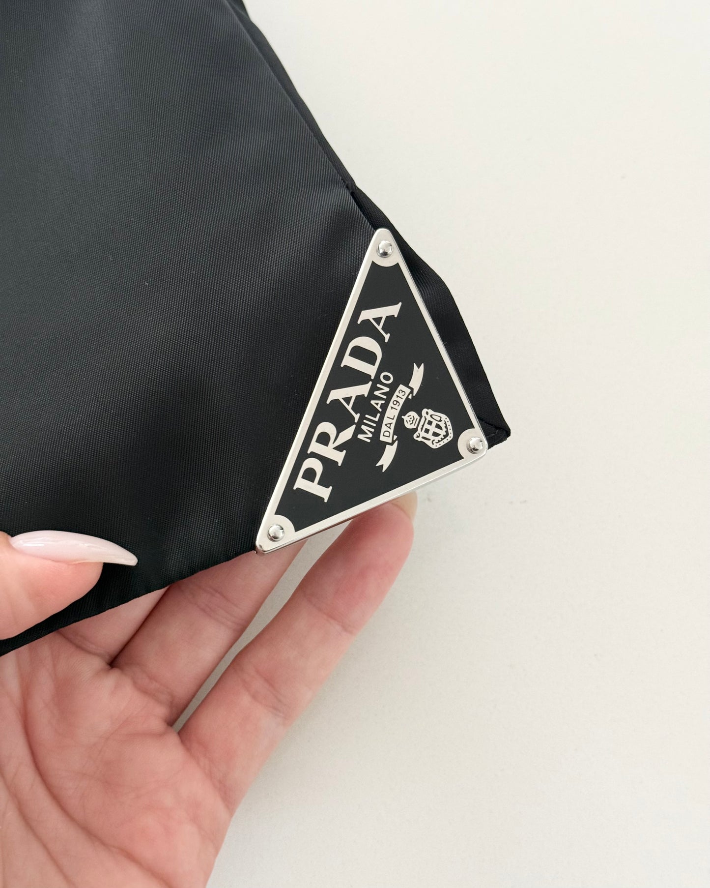 Prada are Nylon Black Mini Logo Skirt Size 36