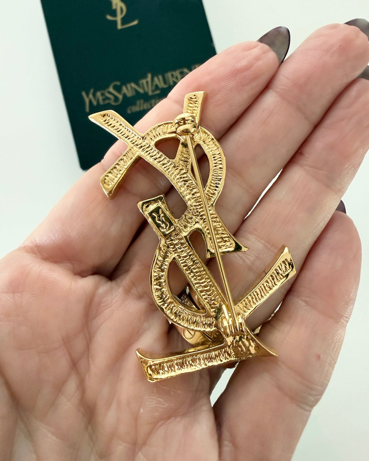 Saint Laurent Vintage Goldtone Crystal Brooch