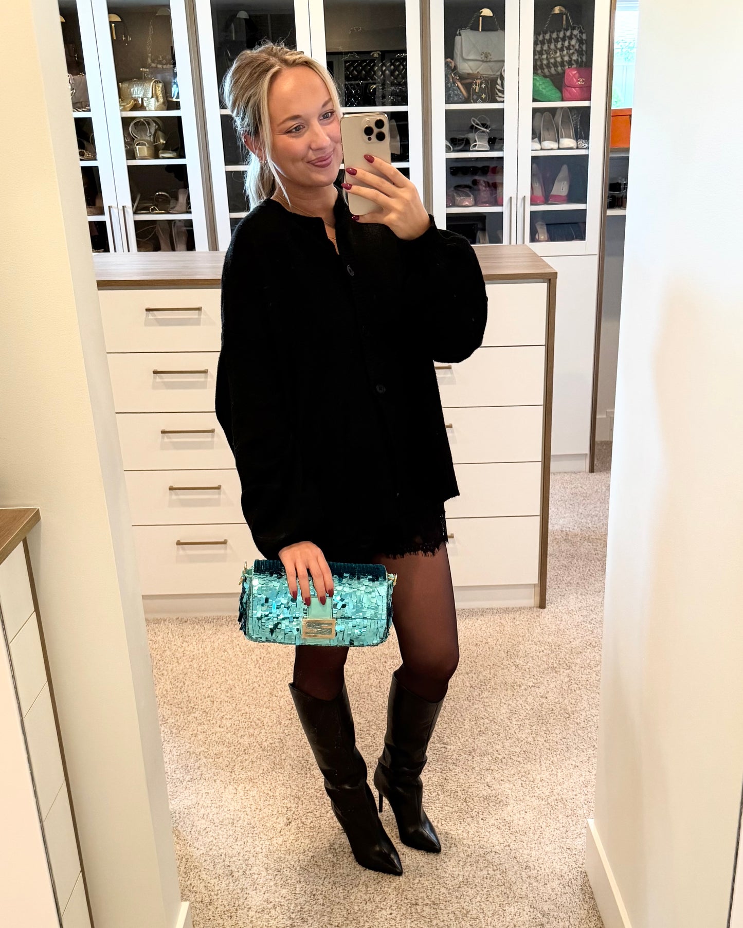 Fendi Turquoise Sequin Baguette