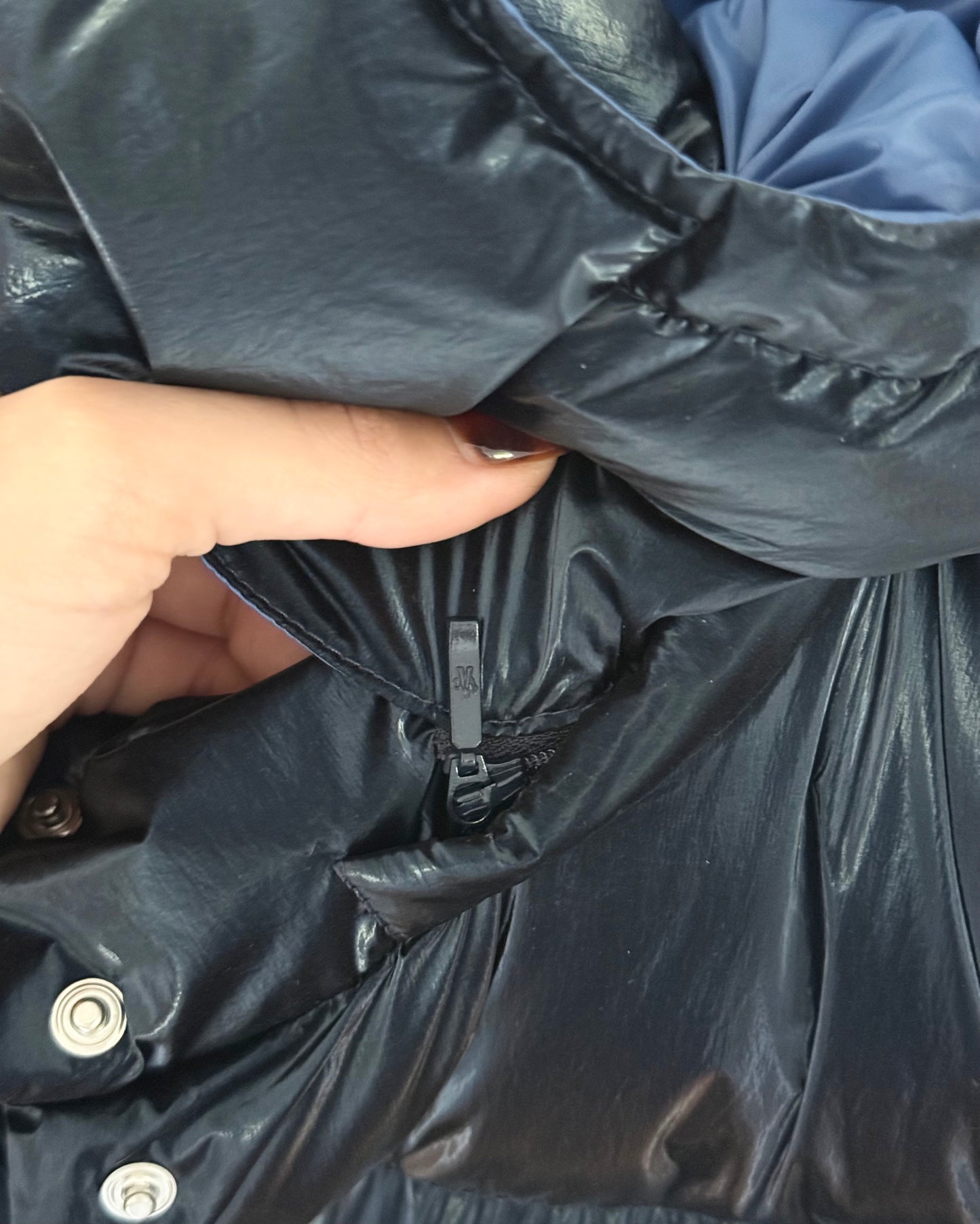 Moncler Metallic Blue Down Gaou Parka Jacket size 2/M