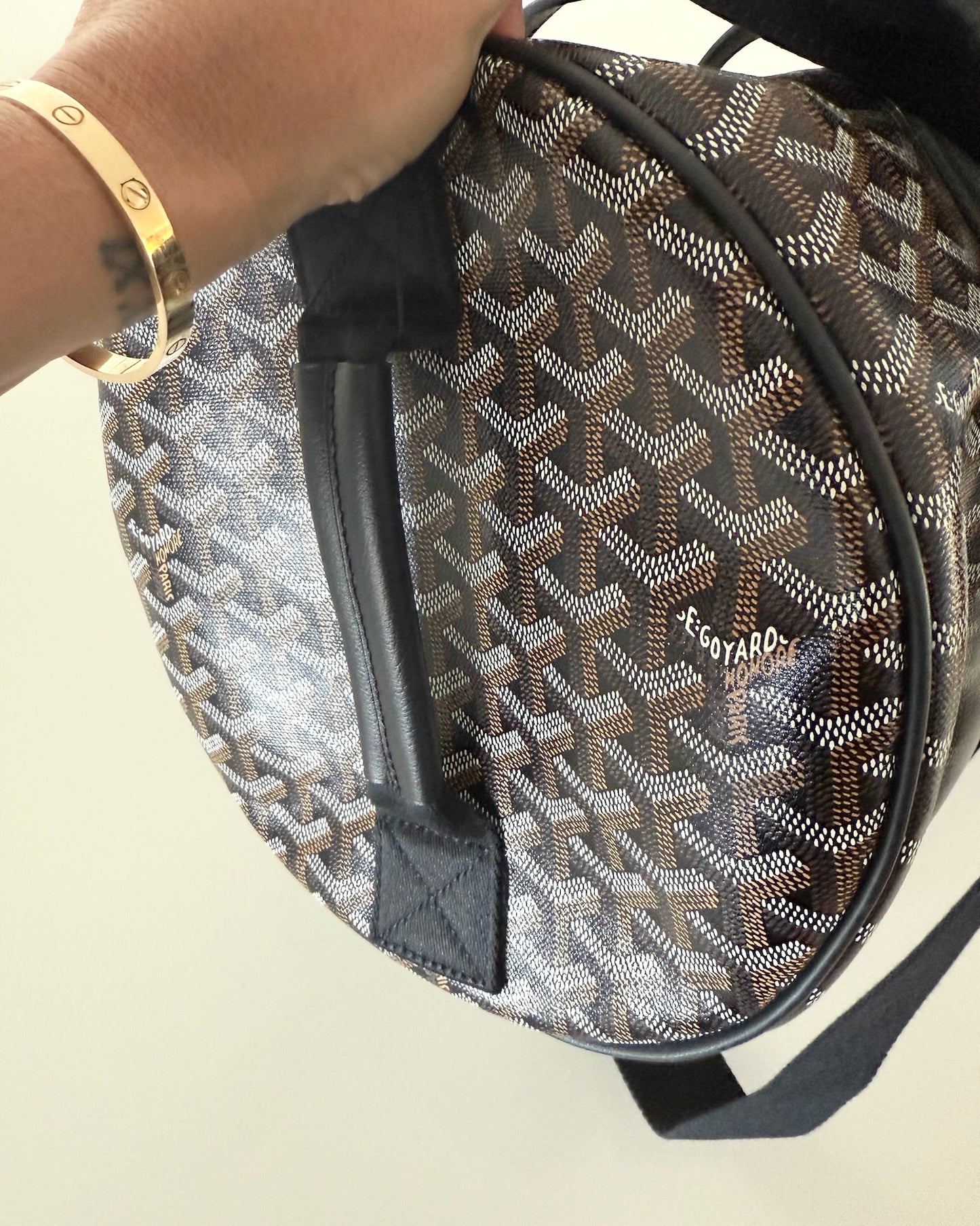 Goyard Black Chevron Print Coated Canvas Barrel Sport 40 Duffle Bag