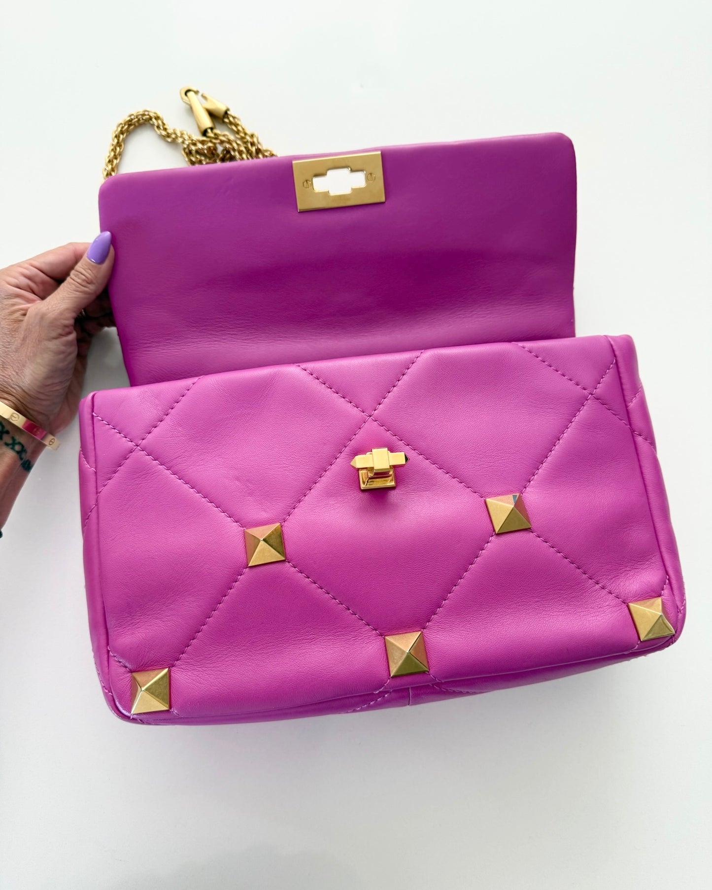 Valentino Pink/Purple Large Roman Rockstud