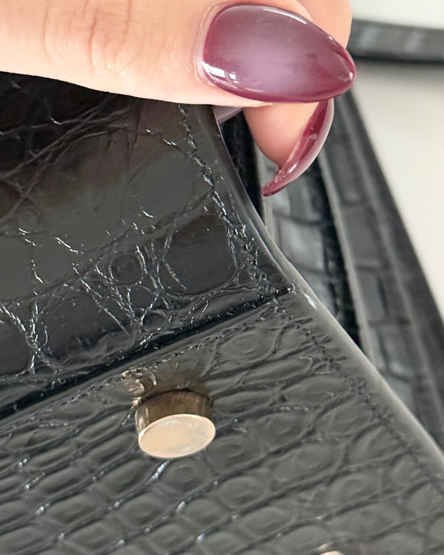 Saint Laurent Black Croc Embossed Small Sac De Jour