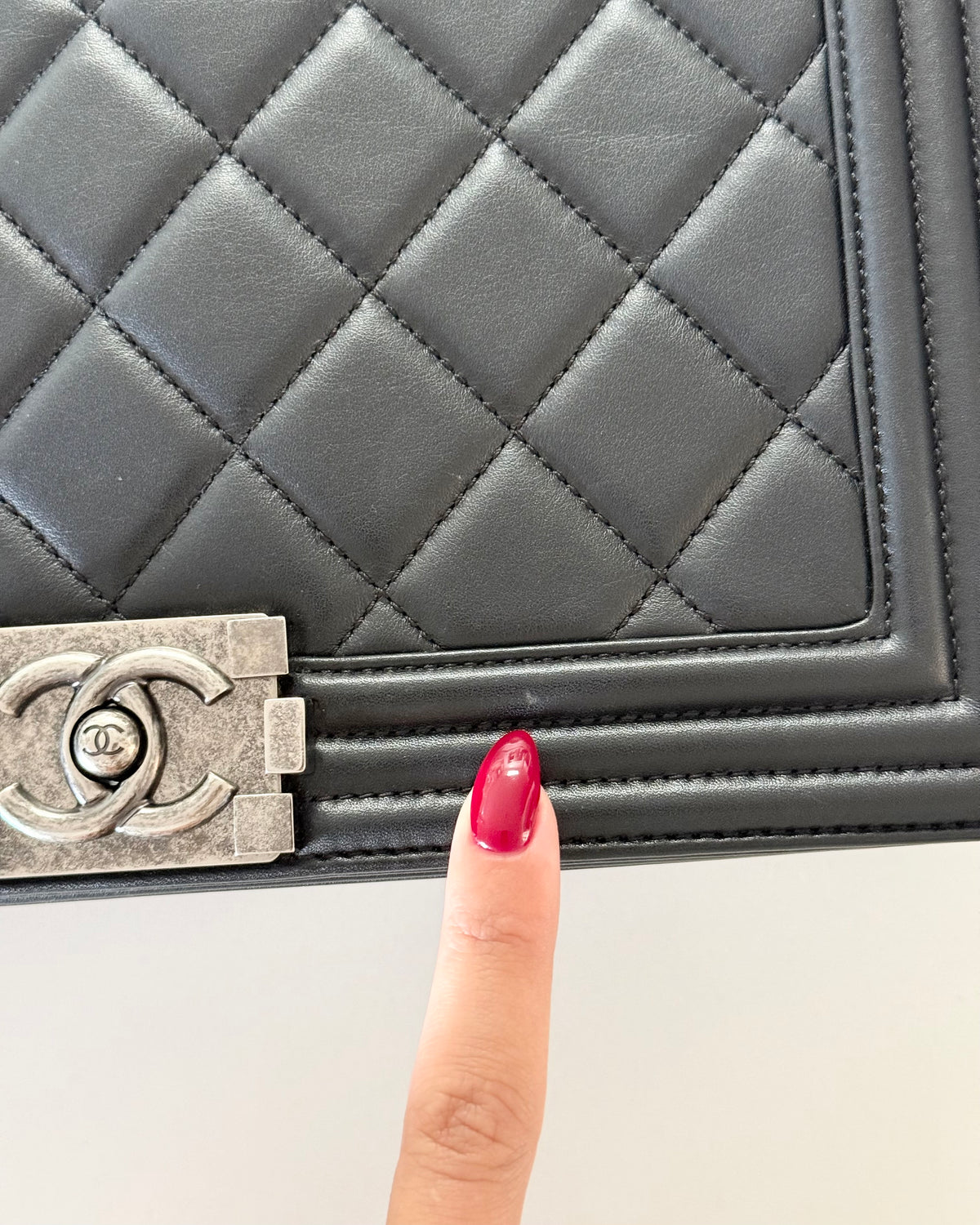 Chanel Black Large Boy Bag with Ruthenium Hardware 19 series from 2014