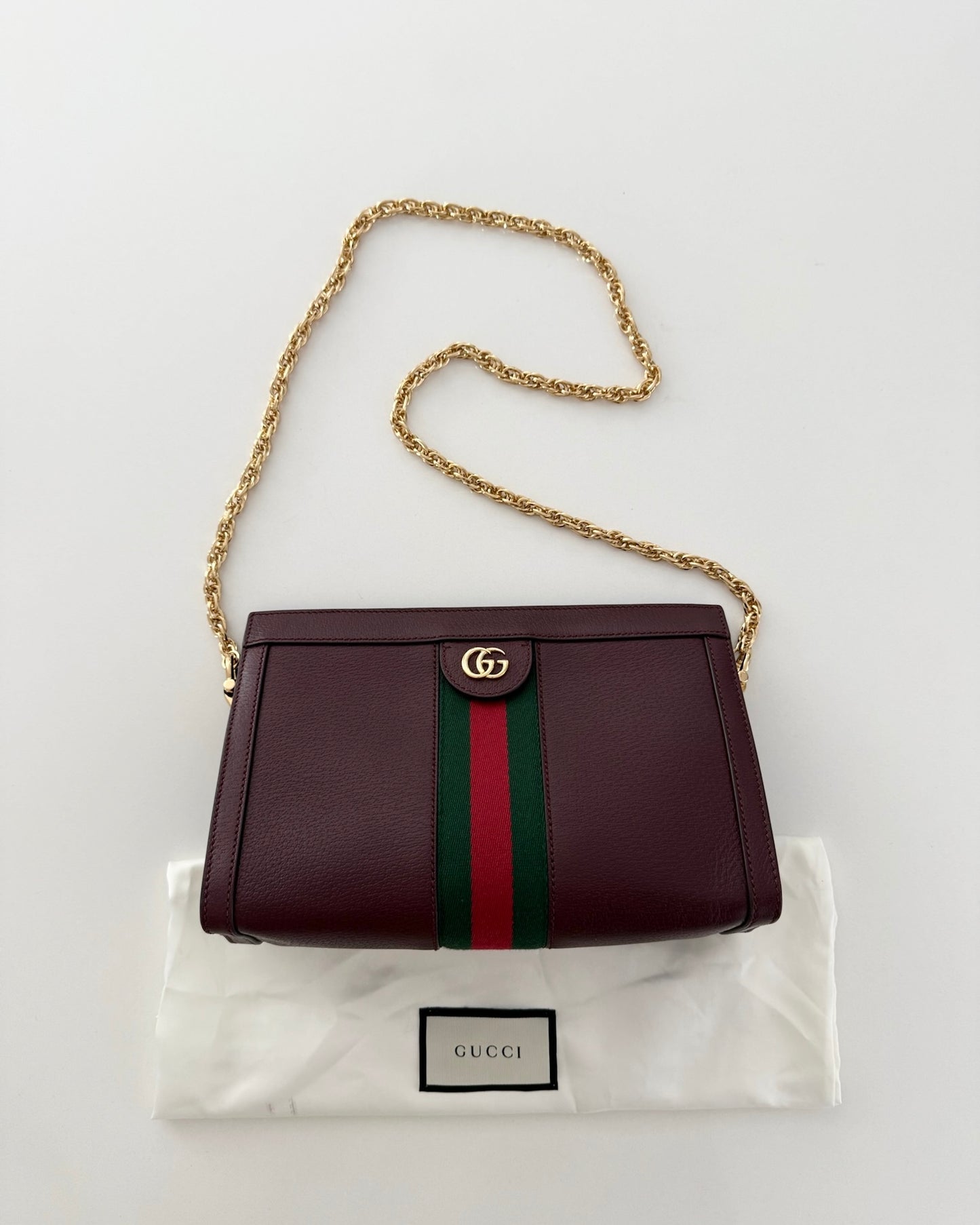 Gucci Burgundy Leather Ophidia Small Shoulder Bag