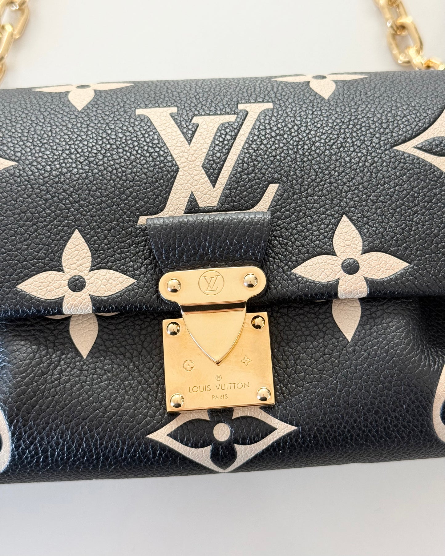 Louis Vuitton Black and Creme Monogram Empreinte Favorite NM Bag