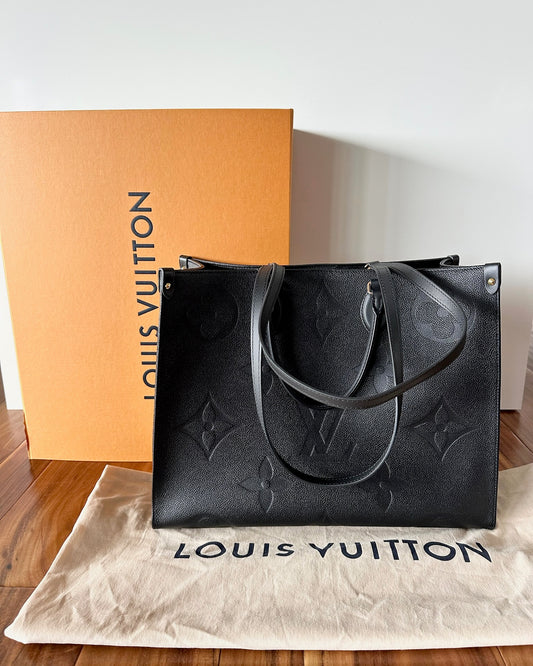 Louis Vuitton Black Monogram Giant Empreinte Leather Onthego GM Tote