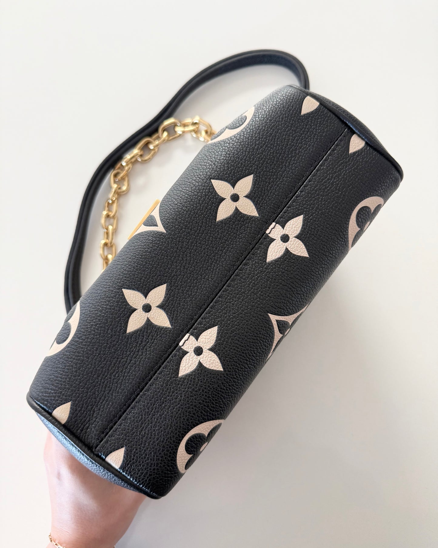 Louis Vuitton Black and Creme Monogram Empreinte Favorite NM Bag