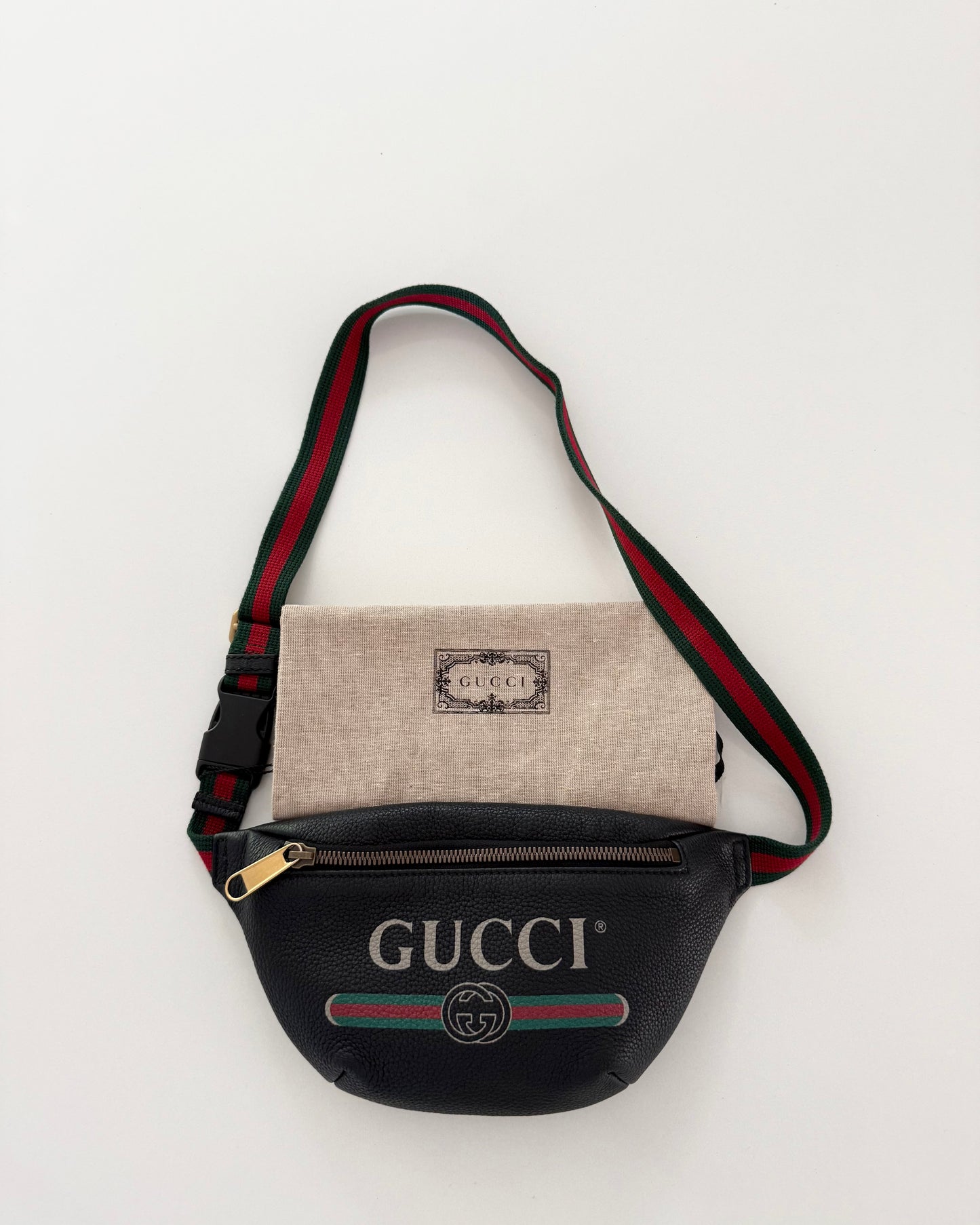 Gucci Black Leather Small Logo Belt Bag
