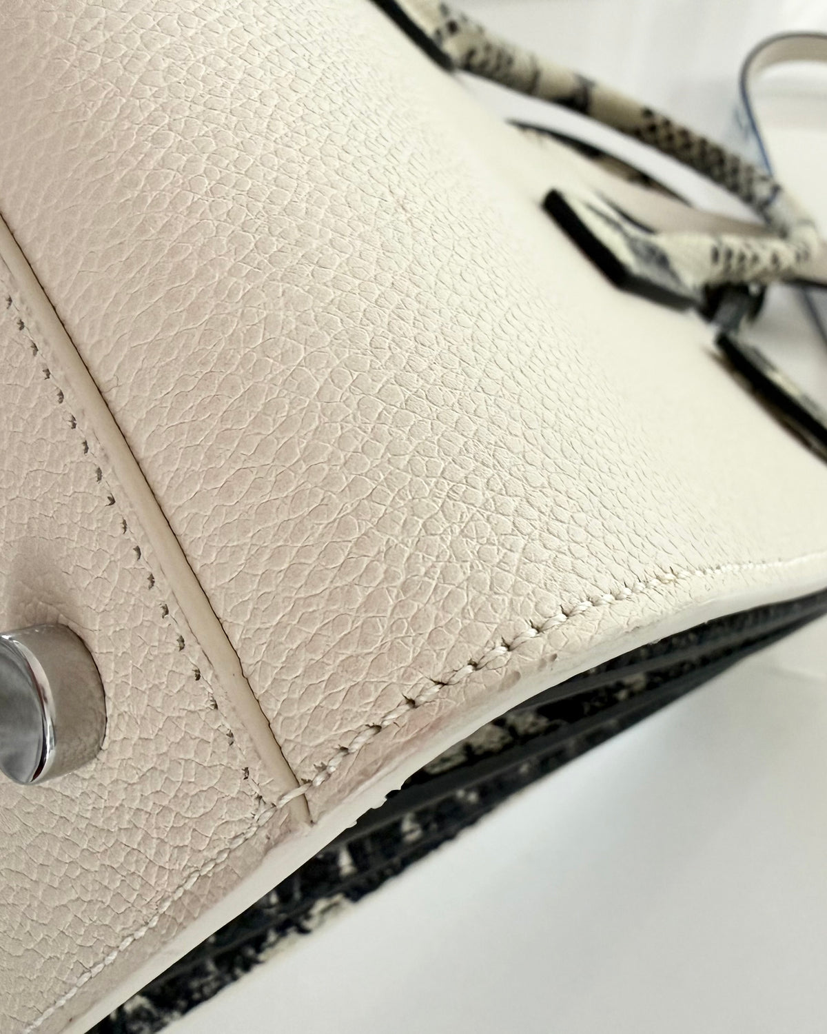 Saint Laurent Ivory Leather and Snake Embossed Sac de Jour Tote from 2016