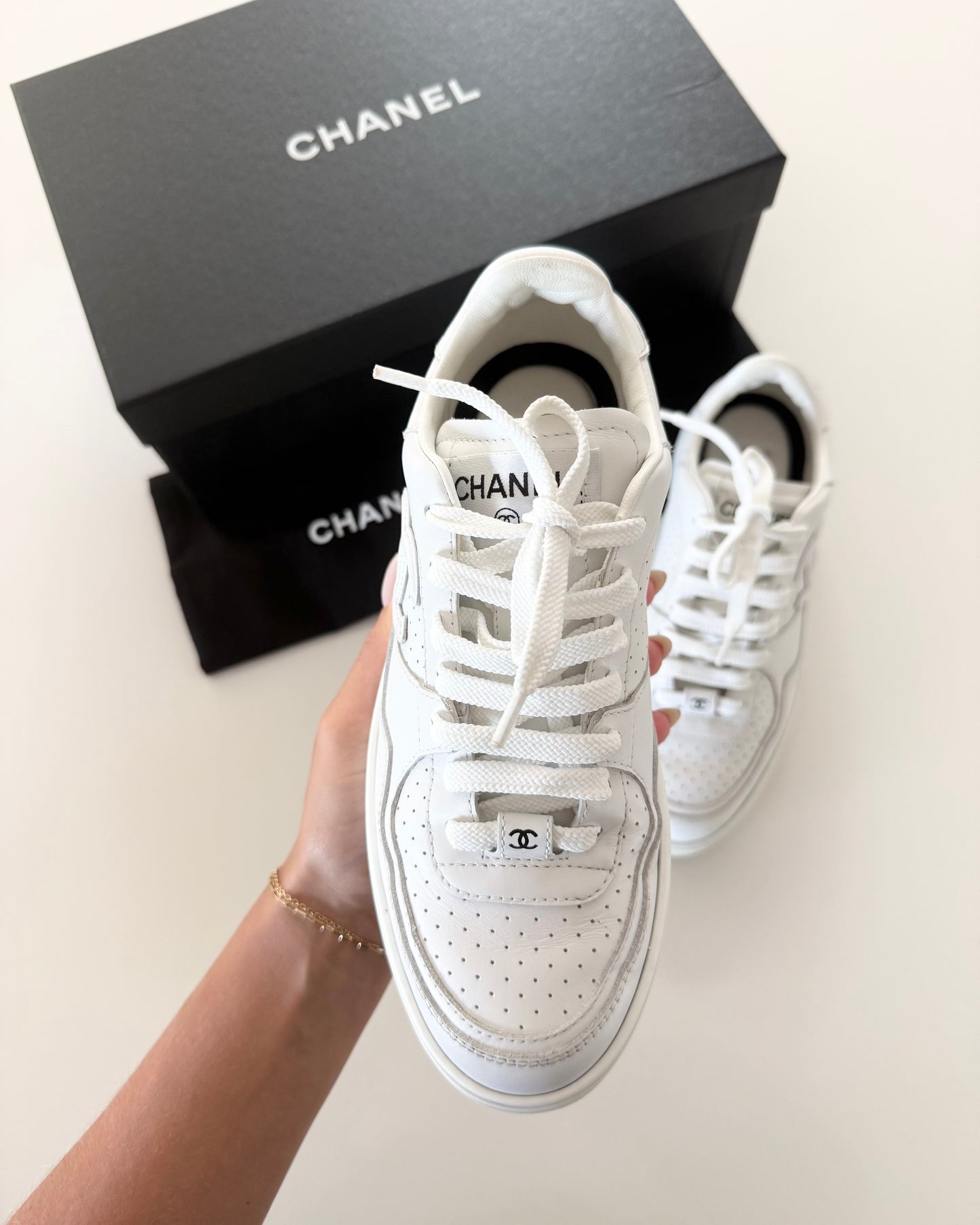 Chanel White Logo Sneakers from 2023 size 37.5