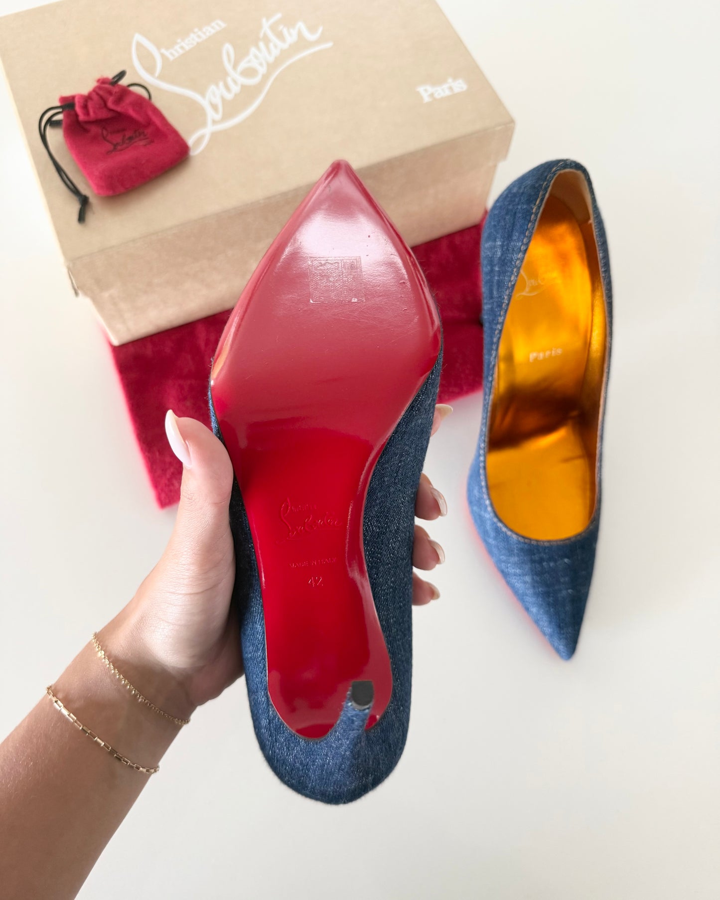 Christian Louboutin Denim Kate 100’s Size 42