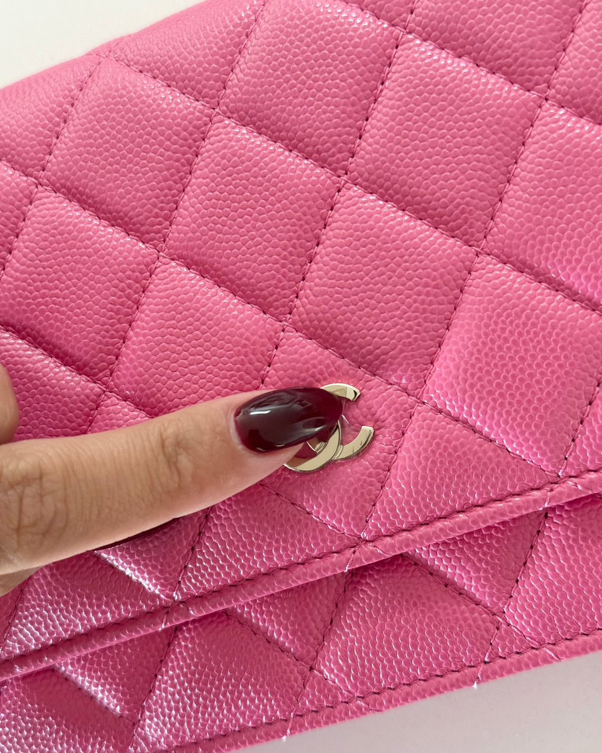 Chanel Bright Pink Caviar Wallet on Chain 30 series from 2020-21