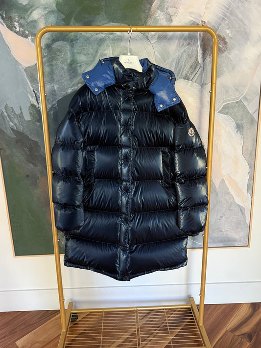 Moncler Metallic Blue Down Gaou Parka Jacket size 2/M