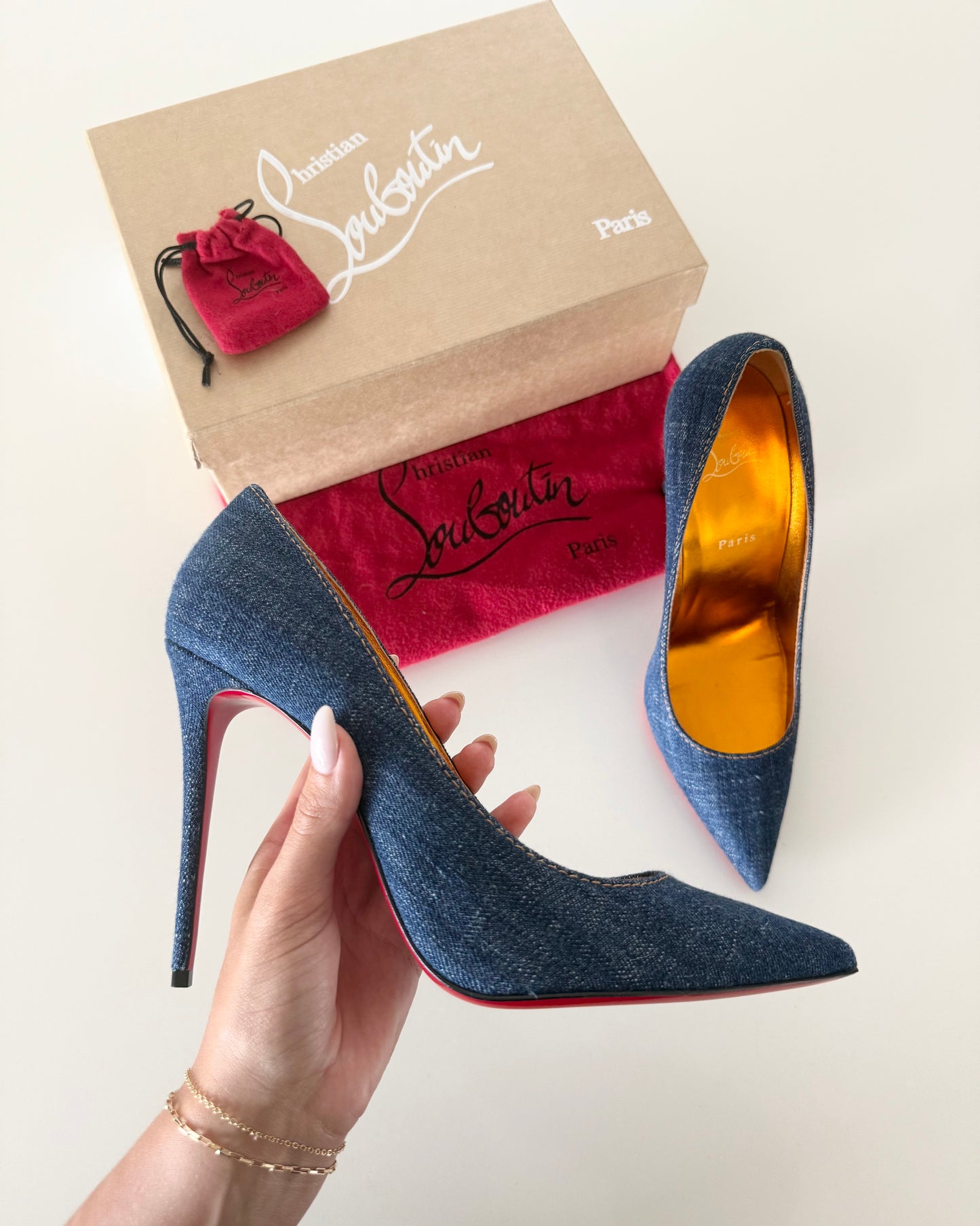 Christian Louboutin Denim Kate 100’s Size 42