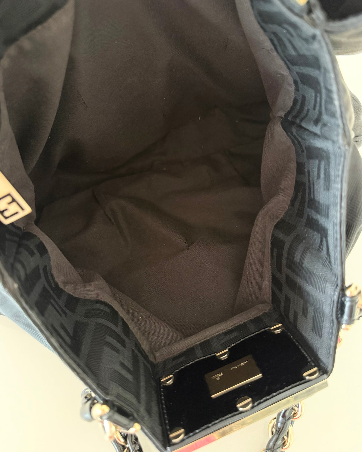 Fendi Black Vintage Canvas Zucca Mia Tote