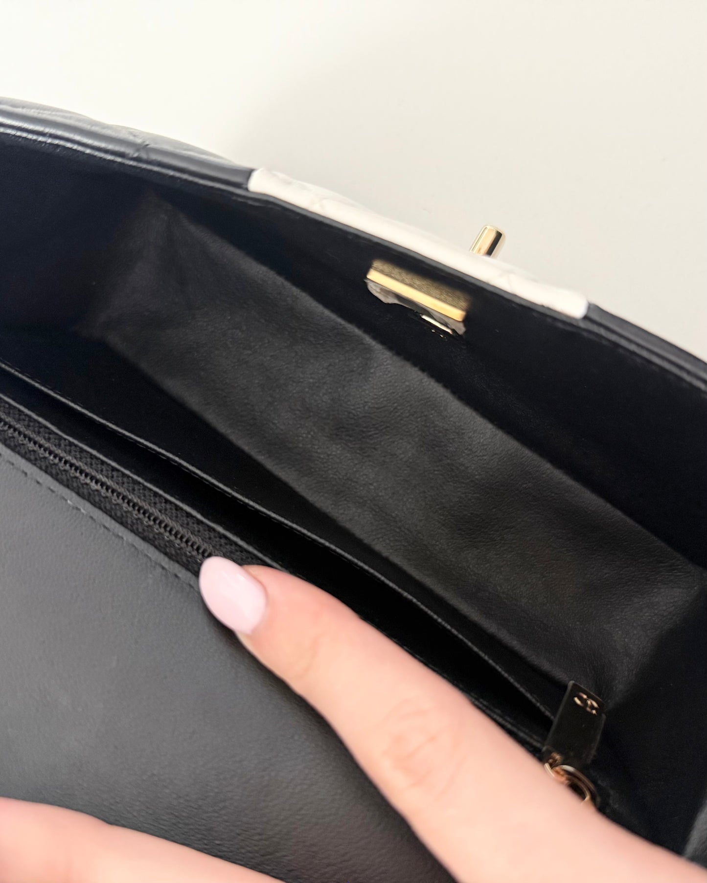 Chanel Black and White Lambskin Quilted Classic Mini Flap Bag