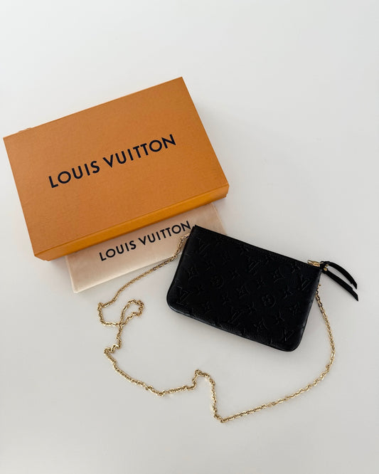 Louis Vuitton Black Monogram Empreinte Double Zip Pochette Bag