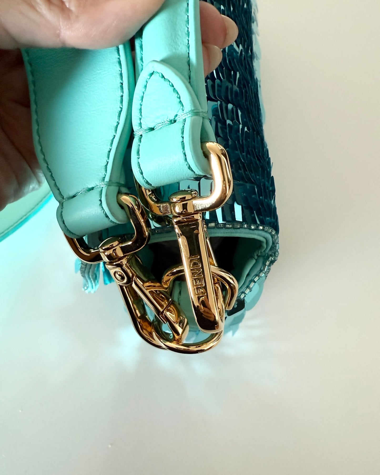 Fendi Turquoise Sequin Baguette