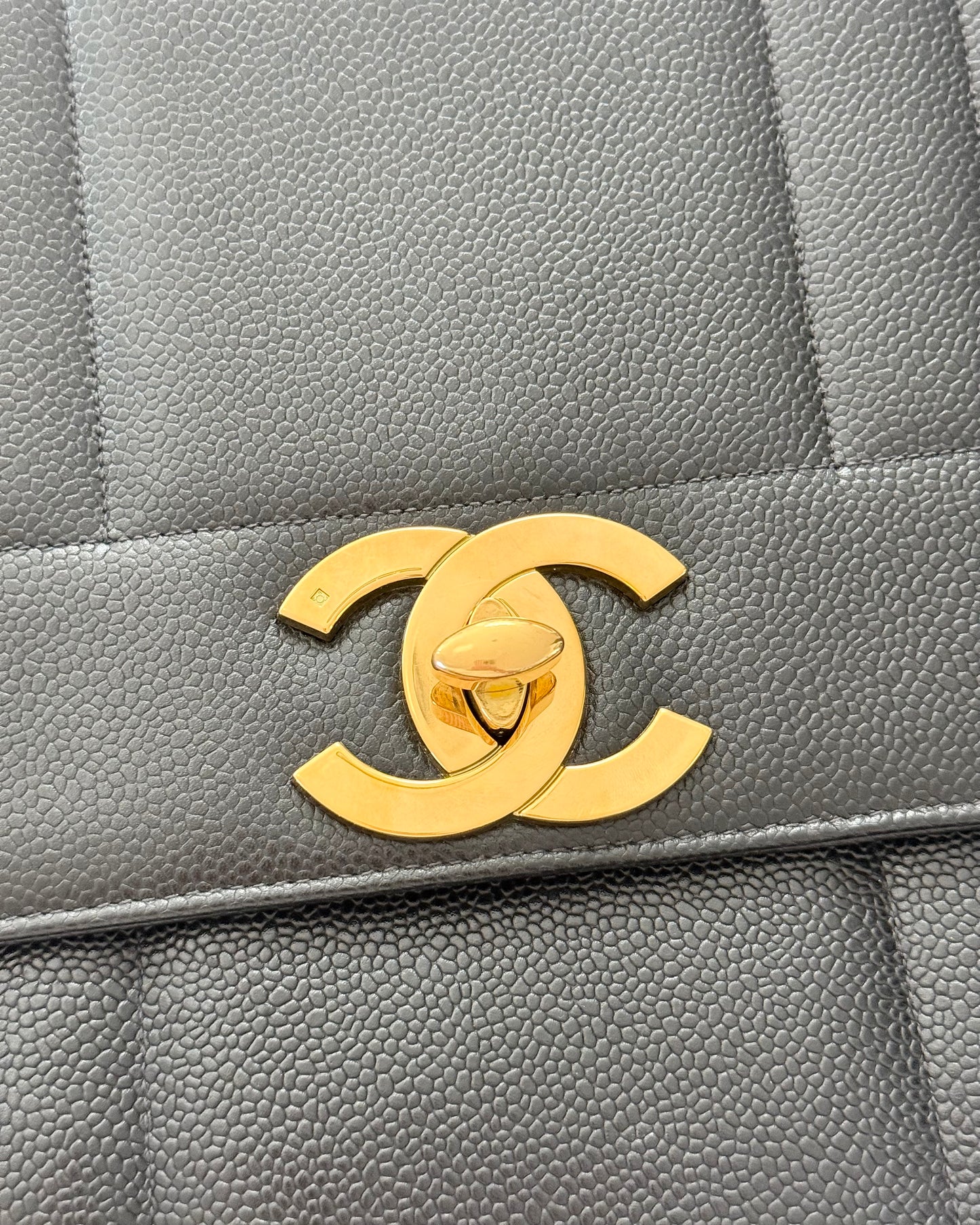 Chanel Vintage Black Caviar Mademoiselle Top Handle Handbag