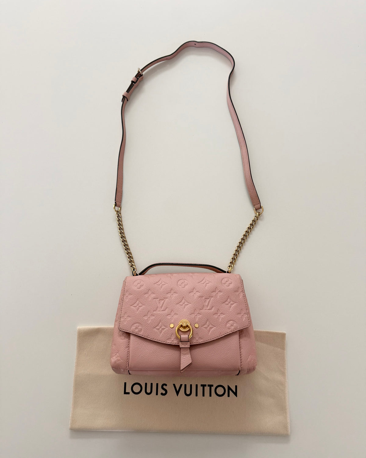 Louis Vuitton Pink/Rose Poudre Monogram Empreinte Leather Blanche BB Bag from 2018