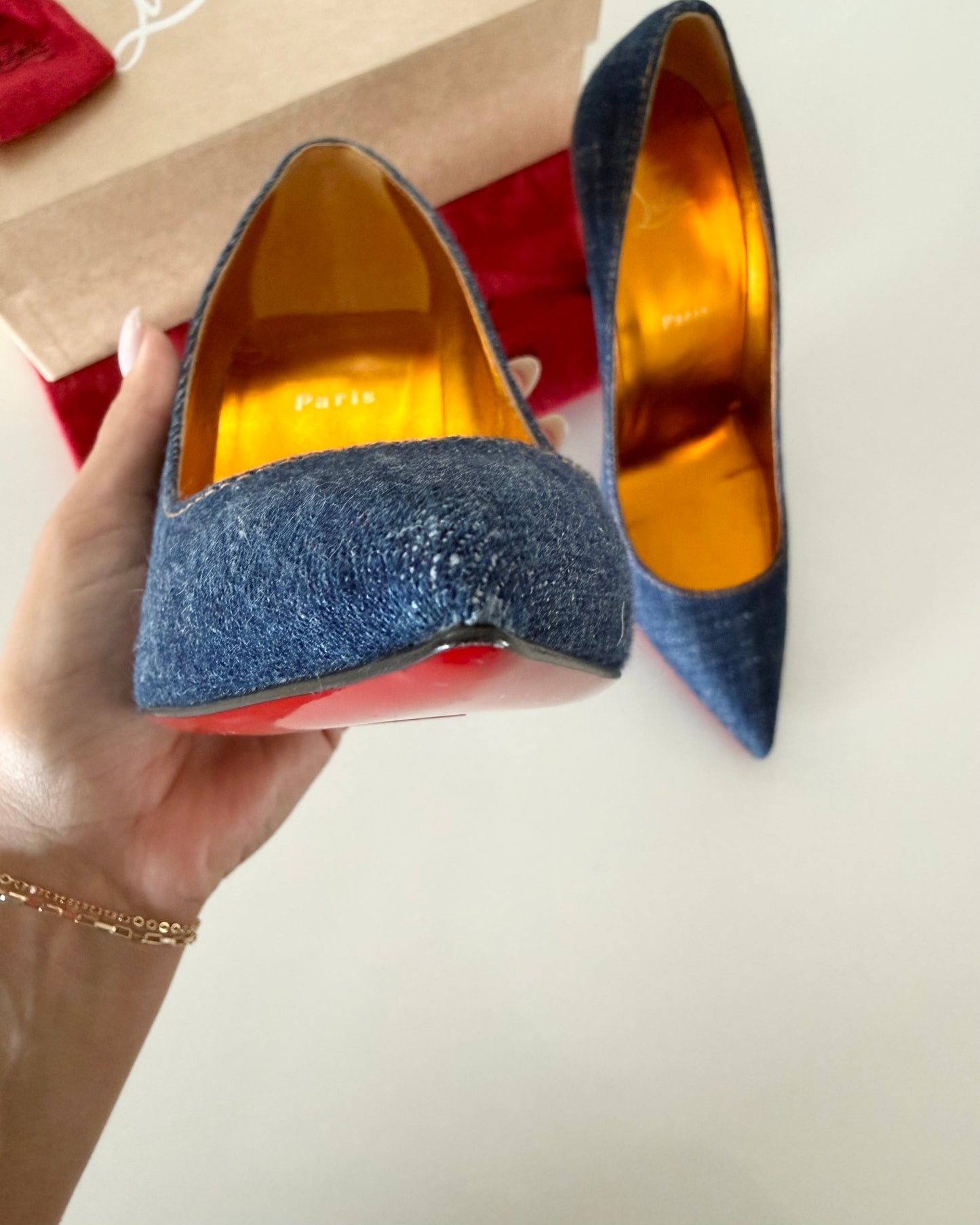 Christian Louboutin Denim Kate 100’s Size 42