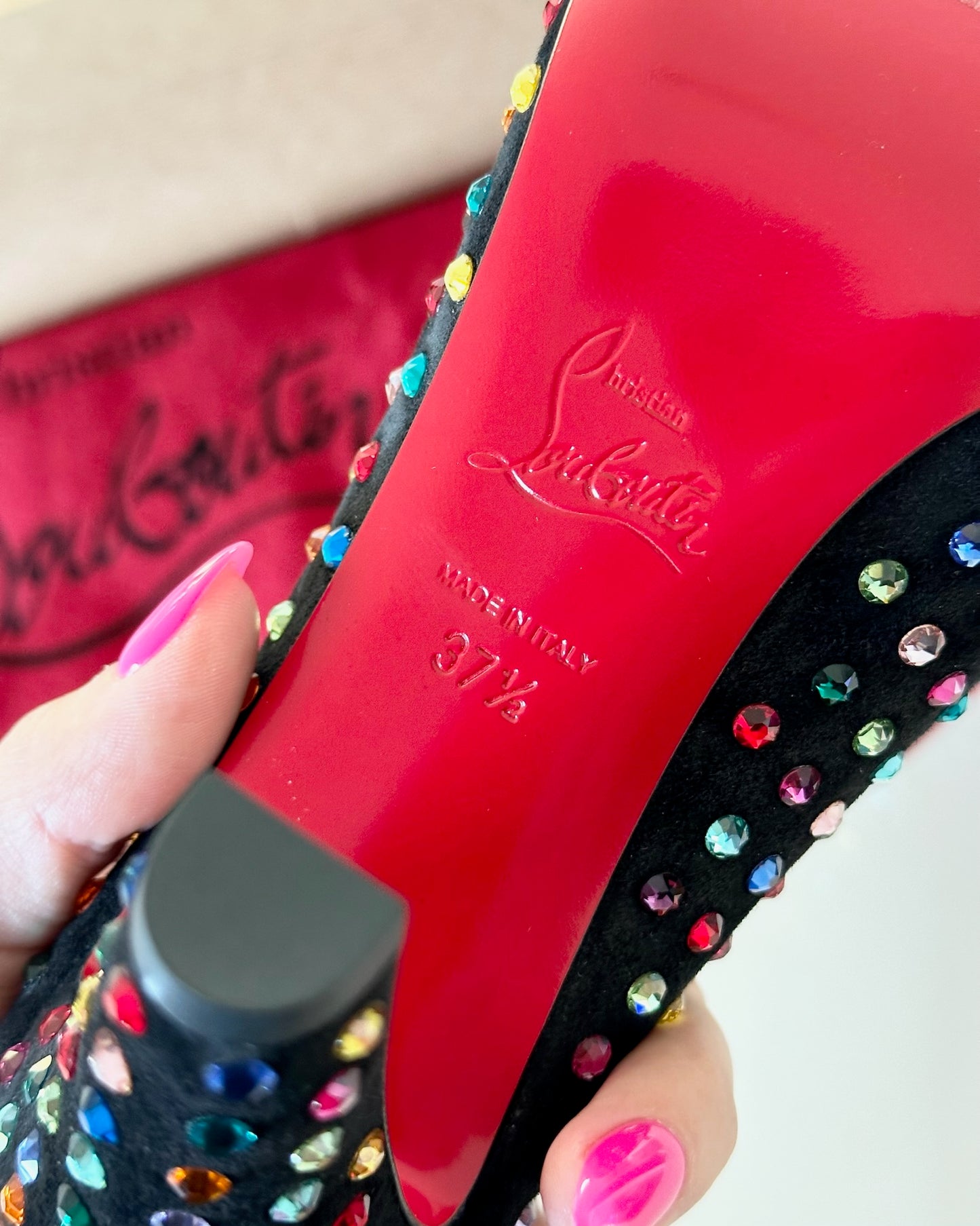 Christian Louboutin Crystal Multicolor Mules Size 37.5