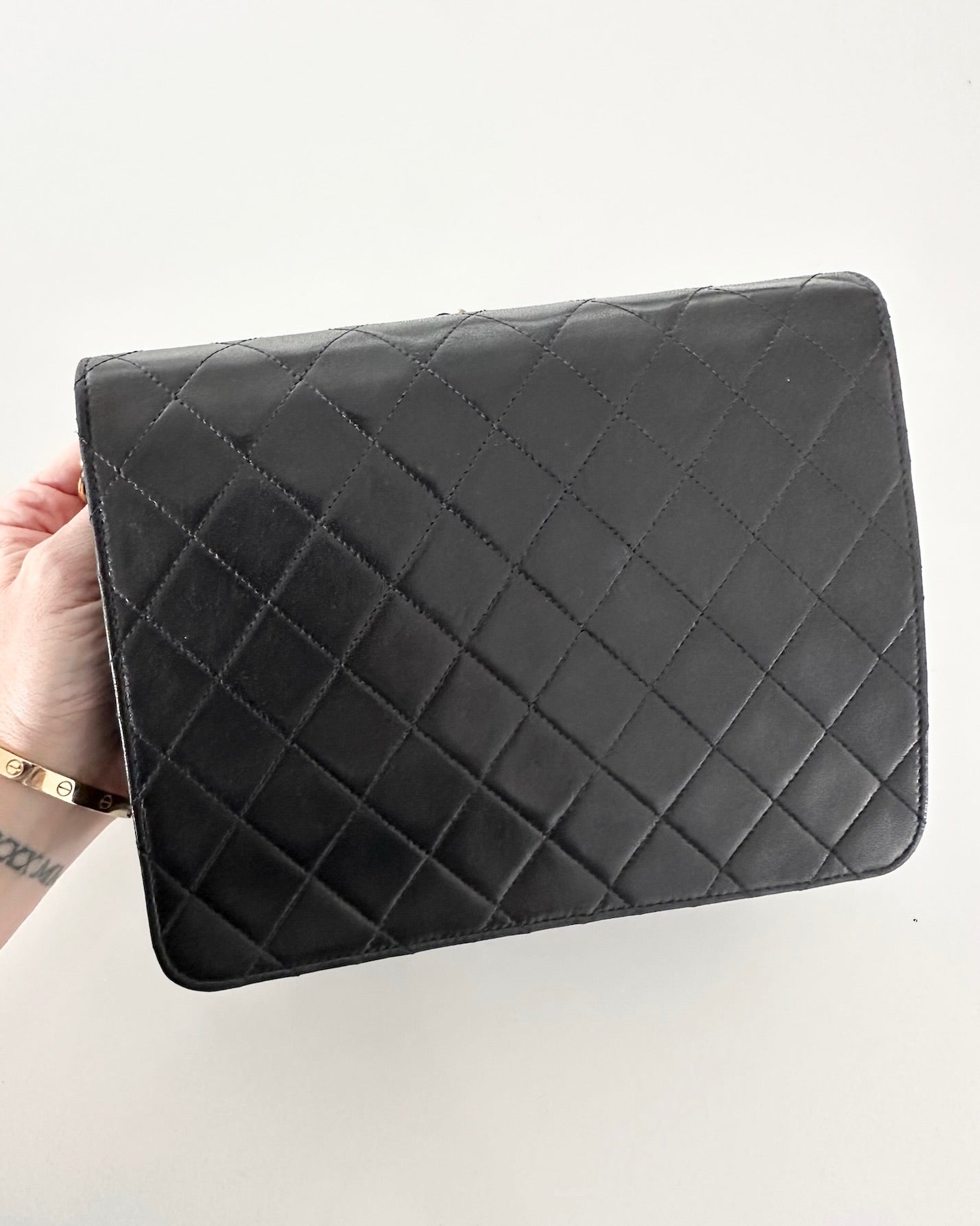 Chanel Vintage Black Lambskin Square Single Flap