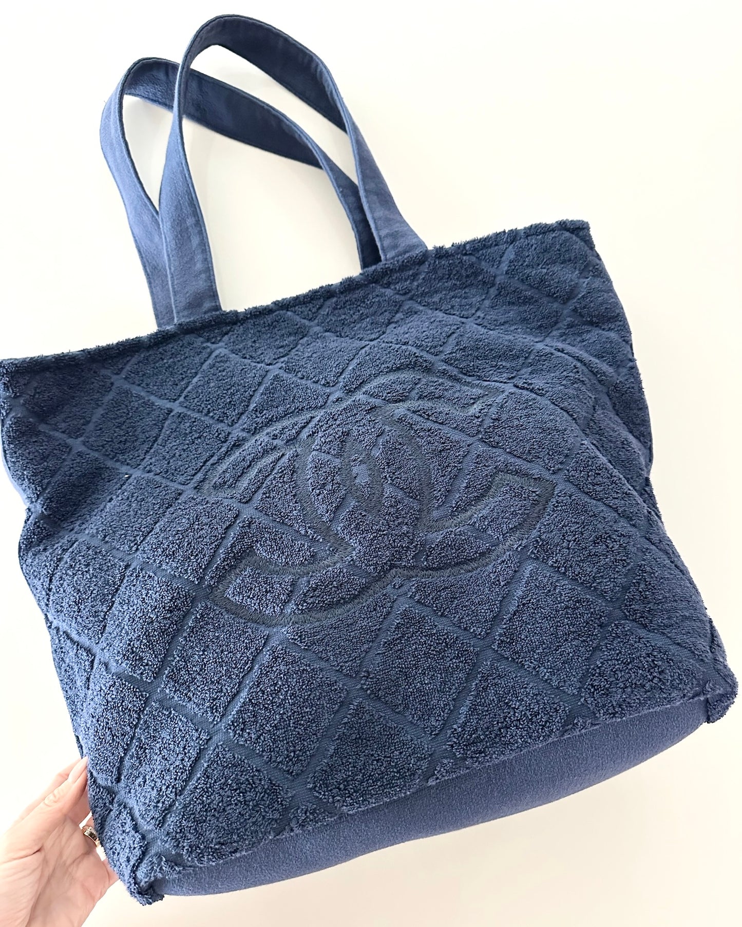 Chanel Navy Terry Cloth Beach Bag/Towel/Pouch Set