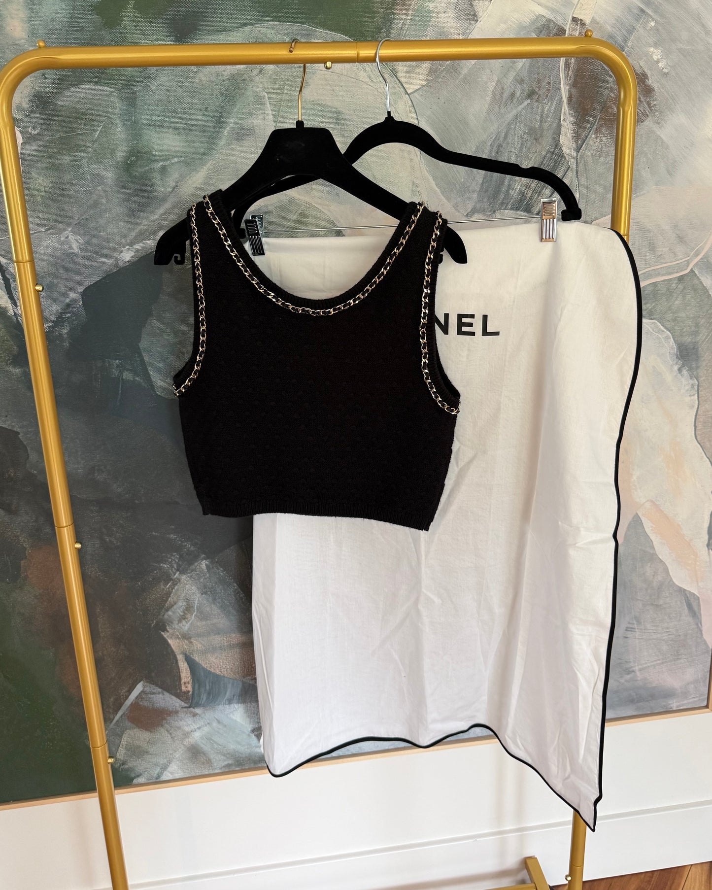 Chanel Black Knit and Chain Detail Tank from 2023 Size 36