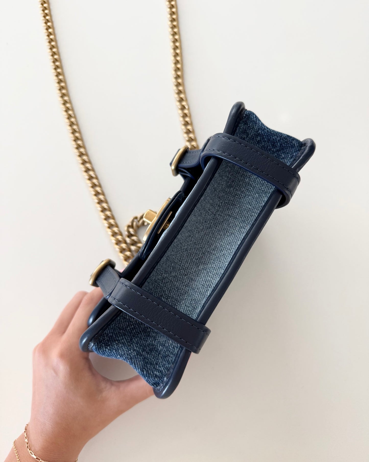 Chanel RARE Limited Edition Ombre Denim Quilted Mini Matelasse Messenger Flap Bag