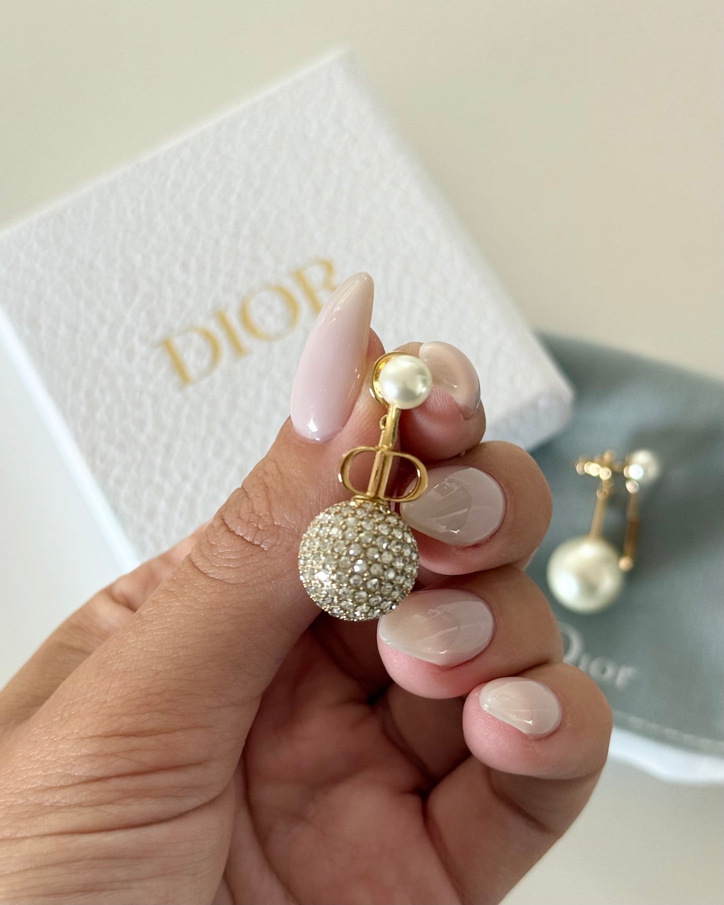 Christian Dior Tribales “J” Letter and Pearl/Crystal Logo Earrings