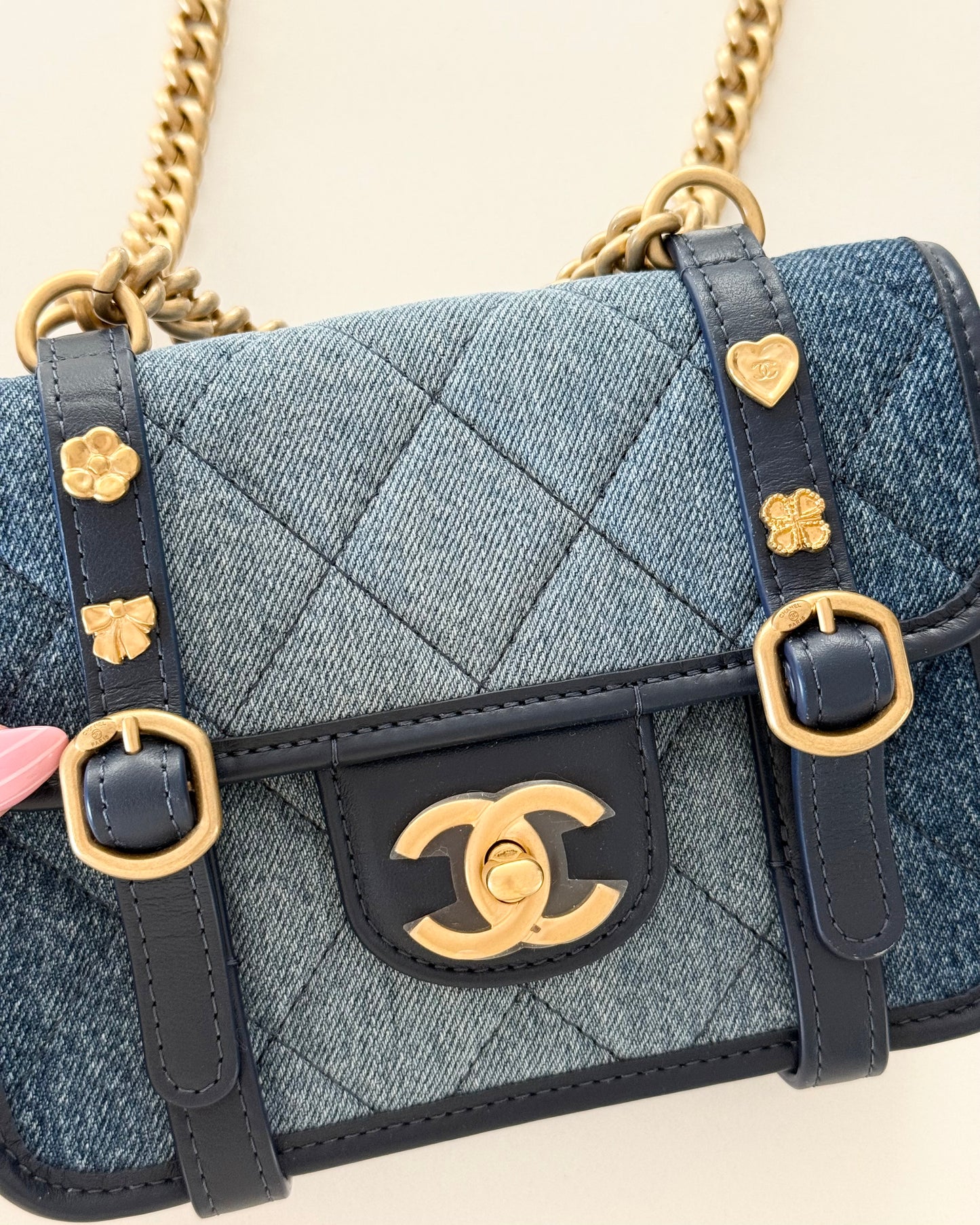Chanel RARE Limited Edition Ombre Denim Quilted Mini Matelasse Messenger Flap Bag
