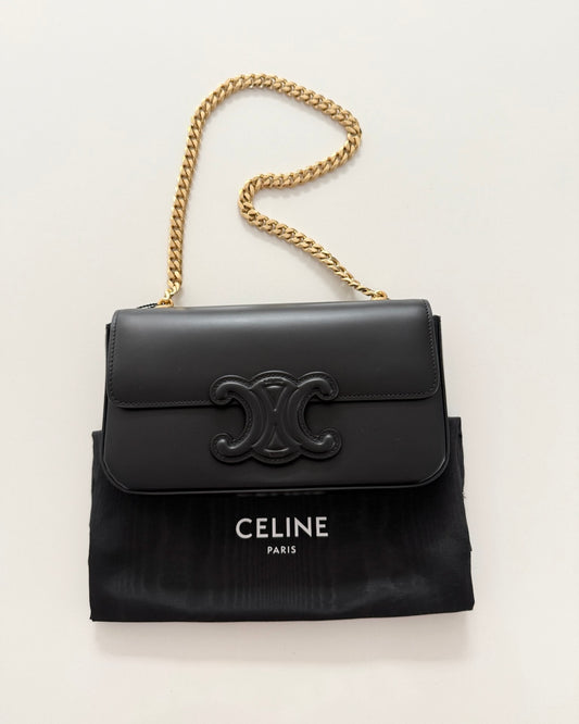 Celine Black Triomphe Claude Chain Small Shoulder Bag